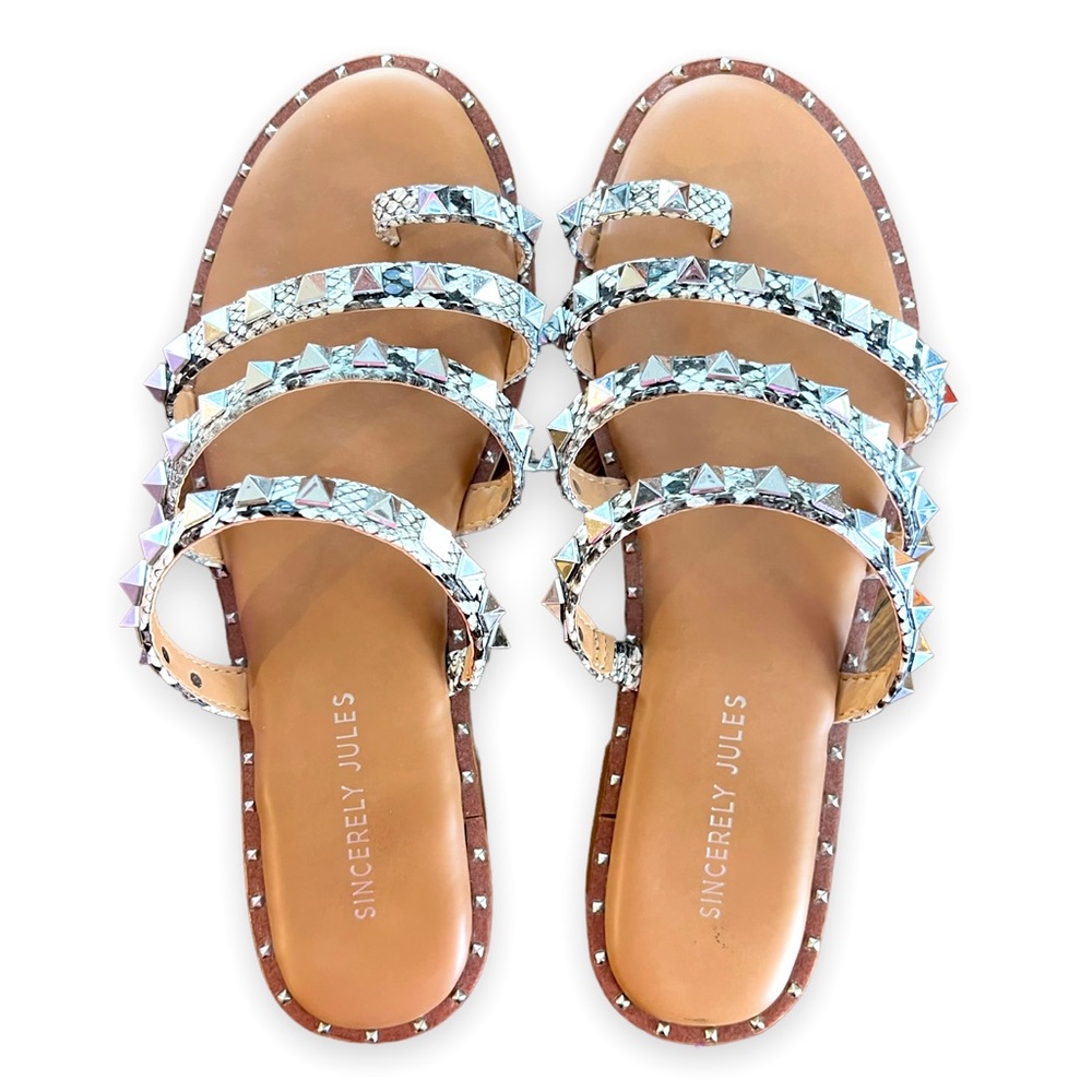 Sincerely Jules | Tabbi Snakeskin Women’s Studded Strappy Sandal | size 7.5